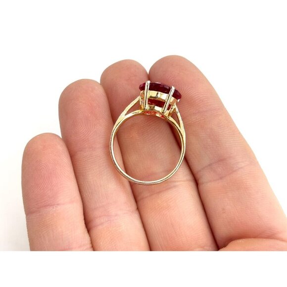 Heart Shaped Garnet Gemstone Vermeil Marcasite Vintage Vintage Ring - sz 8.5 - Picture 6 of 10